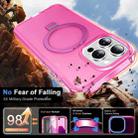 For iPhone 15 Pro Frosted Skin Feel MagSafe Holder 360 Full Body Phone Case(Rose Red) - 3