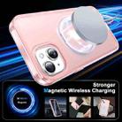 For iPhone 15 Frosted Skin Feel MagSafe Holder 360 Full Body Phone Case(Pink) - 2