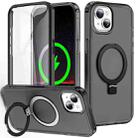 For iPhone 15 Frosted Skin Feel MagSafe Holder 360 Full Body Phone Case(Black) - 1