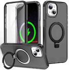 For iPhone 14 Plus Frosted Skin Feel MagSafe Holder 360 Full Body Phone Case(Black) - 1