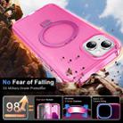 For iPhone 14 Plus Frosted Skin Feel MagSafe Holder 360 Full Body Phone Case(Rose Red) - 3