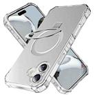 For iPhone 16 Plus Solid Color Wave MagSafe Holder Phone Case(Silver) - 1