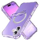 For iPhone 16 Plus Solid Color Wave MagSafe Holder Phone Case(Purple) - 1