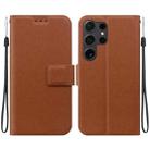 For Samsung Galaxy S25 Ultra 5G Ultra-thin Voltage Magnetic Buckle Leather Phone Case(Brown) - 1