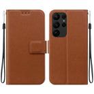 For Samsung Galaxy S23 Ultra 5G Ultra-thin Voltage Magnetic Buckle Leather Phone Case(Brown) - 1