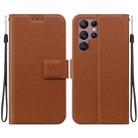 For Samsung Galaxy S22+ 5G Ultra-thin Voltage Magnetic Buckle Leather Phone Case(Brown) - 1