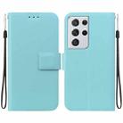 For Samsung Galaxy S21 Ultra 5G Ultra-thin Voltage Magnetic Buckle Leather Phone Case(Green) - 1