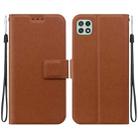 For Samsung Galaxy A22 5G Ultra-thin Voltage Magnetic Buckle Leather Phone Case(Brown) - 1