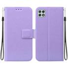 For Samsung Galaxy A22 5G Ultra-thin Voltage Magnetic Buckle Leather Phone Case(Purple) - 1