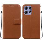 For Motorola Edge 50 Pro Ultra-thin Voltage Magnetic Buckle Leather Phone Case(Brown) - 1