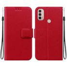 For Motorola Moto E20 / E30 / E40 Ultra-thin Voltage Magnetic Buckle Leather Phone Case(Red) - 1