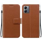 For Motorola Moto G14 Ultra-thin Voltage Magnetic Buckle Leather Phone Case(Brown) - 1