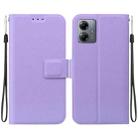 For Motorola Moto G14 Ultra-thin Voltage Magnetic Buckle Leather Phone Case(Purple) - 1