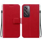 For OPPO Reno12 Pro 5G Global Ultra-thin Voltage Magnetic Buckle Leather Phone Case(Red) - 1