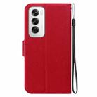 For OPPO Reno12 5G Global Ultra-thin Voltage Magnetic Buckle Leather Phone Case(Red) - 3