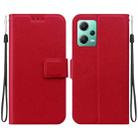 For Redmi Note 12 5G Global / Poco X5 Ultra-thin Voltage Magnetic Buckle Leather Phone Case(Red) - 1