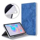 For Samsung Galaxy Tab S6 Lite P610/P615 Marble Cloth Texture TPU Horizontal Flip Leather Case with Holder & Card Slot & Pen Slot(Blue) - 1