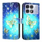 For Redmi K70 Ultra 5G Global 3D Painting Horizontal Flip Leather Phone Case(Golden Butterfly) - 2