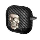 For AirPods 4 Carbon Fiber Pattern Skull Lock Bluetooth Earphone Protective Case(Gold) - 1