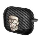 For AirPods Pro Carbon Fiber Pattern Skull Lock Bluetooth Earphone Protective Case(Gold) - 1