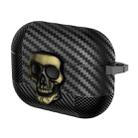 For AirPods Pro 2 Carbon Fiber Pattern Skull Lock Bluetooth Earphone Protective Case(Copper) - 1