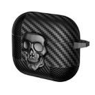 For AirPods 3 Carbon Fiber Pattern Skull Lock Bluetooth Earphone Protective Case(Silver) - 1