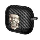 For AirPods 3 Carbon Fiber Pattern Skull Lock Bluetooth Earphone Protective Case(Gold) - 1