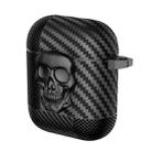 For AirPods 1 / 2 Carbon Fiber Pattern Skull Lock Bluetooth Earphone Protective Case(Black) - 1