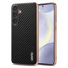 For Samsung Galaxy S25 5G AZNS Electroplated Edge Carbon Fiber Texture Phone Case(Black) - 1