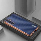 For Samsung Galaxy S25 5G AZNS Electroplated Edge Carbon Fiber Texture Phone Case(Blue) - 2