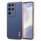 For Samsung Galaxy S25 Ultra 5G AZNS Electroplated Edge Carbon Fiber Texture Phone Case(Blue) - 1