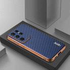 For Samsung Galaxy S25 Ultra 5G AZNS Electroplated Edge Carbon Fiber Texture Phone Case(Blue) - 2