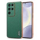 For Samsung Galaxy S25 Ultra 5G AZNS Electroplated Edge Carbon Fiber Texture Phone Case(Green) - 1