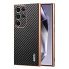 For Samsung Galaxy S22 Ultra 5G AZNS Electroplated Edge Carbon Fiber Texture Phone Case(Black) - 1