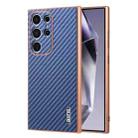 For Samsung Galaxy S22 Ultra 5G AZNS Electroplated Edge Carbon Fiber Texture Phone Case(Blue) - 1