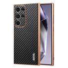 For Samsung Galaxy S23 Ultra 5G AZNS Electroplated Edge Carbon Fiber Texture Phone Case(Black) - 1
