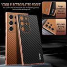 For Samsung Galaxy S23 Ultra 5G AZNS Electroplated Edge Carbon Fiber Texture Phone Case(Brown) - 3