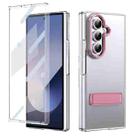 For Samsung Galaxy Z Fold7 5G Ice-Cold Holder PC Hybrid TPU Phone Case(Pink) - 1