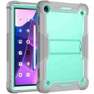 For Lenovo Tab M10 3rd Gen / TB328 Silicone Hybrid PC Tablet Case with Holder(Grey Mint Green) - 2