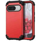 For Google Pixel 9 3 in 1 Silicone Hybrid PC Shockproof Phone Case(Red Black) - 1