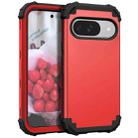 For Google Pixel 9 3 in 1 Silicone Hybrid PC Shockproof Phone Case(Red Black) - 2