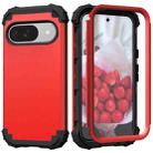 For Google Pixel 9 3 in 1 Silicone Hybrid PC Shockproof Phone Case(Red Black) - 3