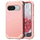 For Google Pixel 9 3 in 1 Silicone Hybrid PC Shockproof Phone Case(Rose Gold) - 1