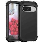 For Google Pixel 9 3 in 1 Silicone Hybrid PC Shockproof Phone Case(Black) - 2