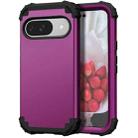 For Google Pixel 9 3 in 1 Silicone Hybrid PC Shockproof Phone Case(Dark Purple Black) - 1