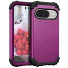 For Google Pixel 9 3 in 1 Silicone Hybrid PC Shockproof Phone Case(Dark Purple Black) - 2