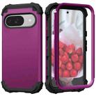 For Google Pixel 9 3 in 1 Silicone Hybrid PC Shockproof Phone Case(Dark Purple Black) - 3