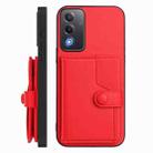 For OPPO A3 Pro Global Button Card Bag RFID Anti-theft Phone Case(Red) - 2