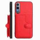 For OPPO K12x Button Card Bag RFID Anti-theft Phone Case(Red) - 2