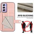 For OPPO Reno12 Pro Global Button Card Bag RFID Anti-theft Phone Case(Pink) - 3